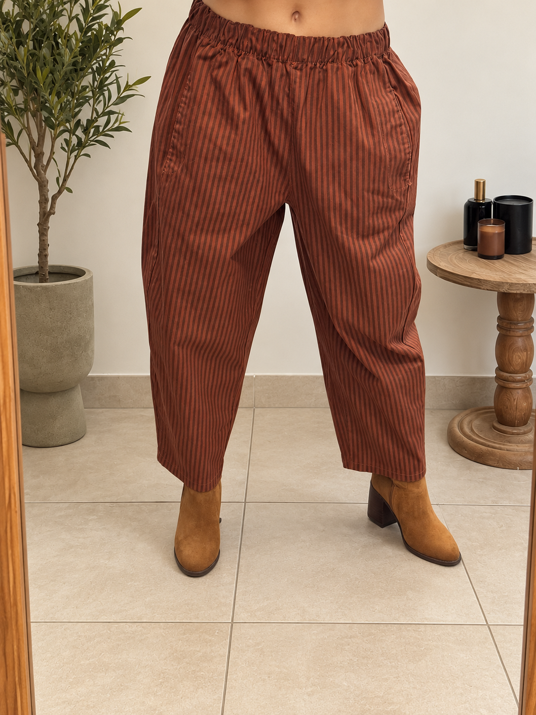 Pantalon Naïa – Terracotta à rayures