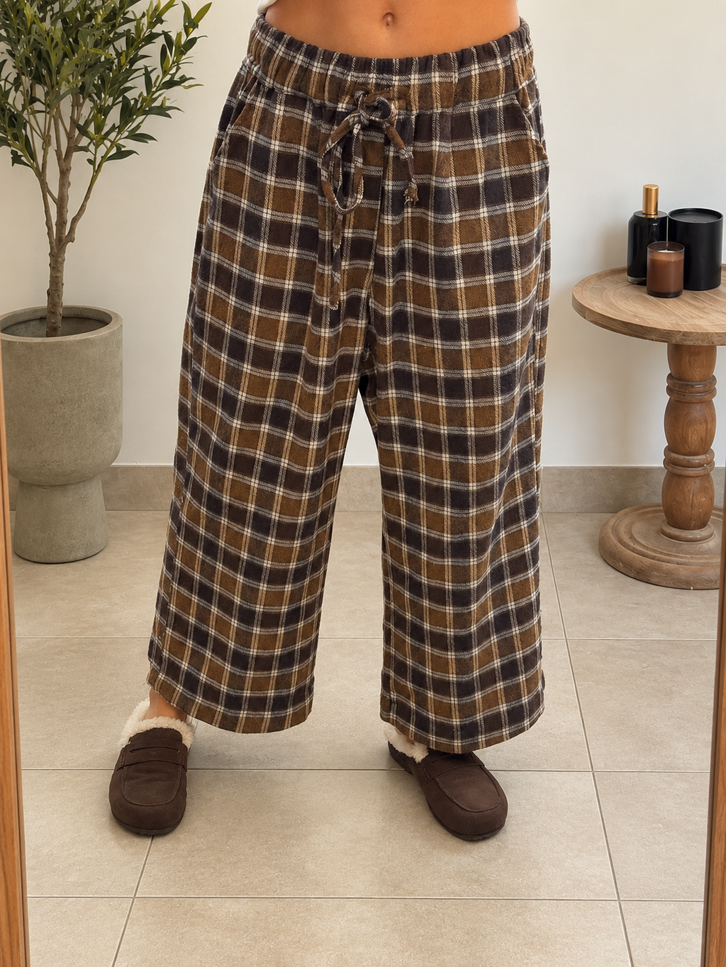 Pantalon Soléane – Carreaux marron