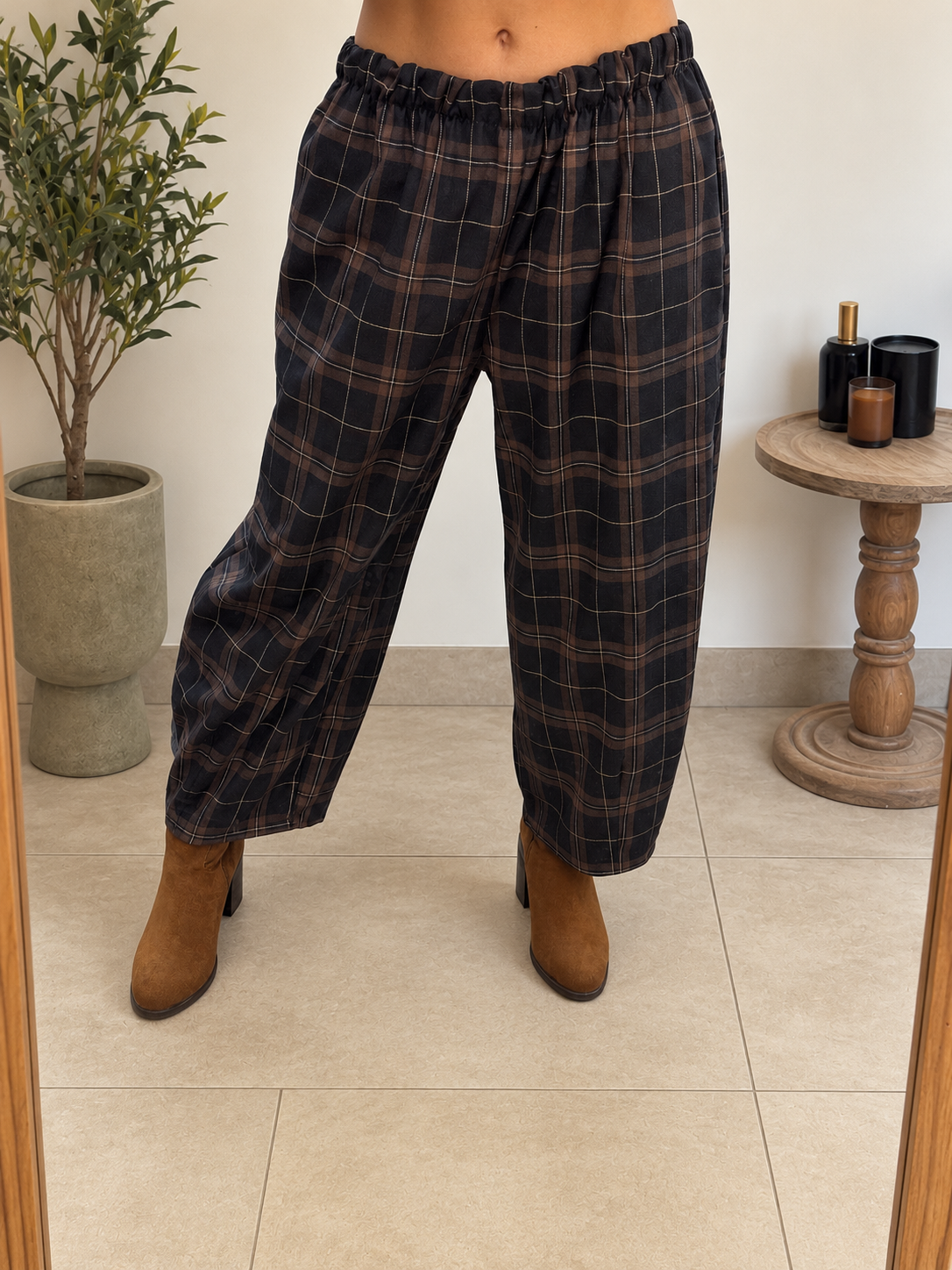 Pantalon Naïa – Carreaux chocolat