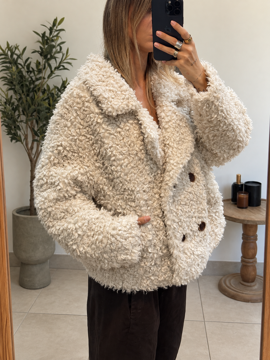 Veste Isaline femme à double boutonnage et boutons marron