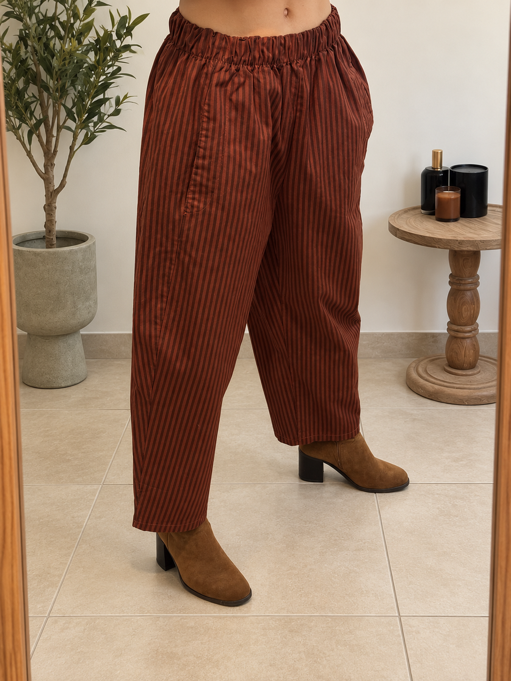 Pantalon Naïa – Terracotta à rayures