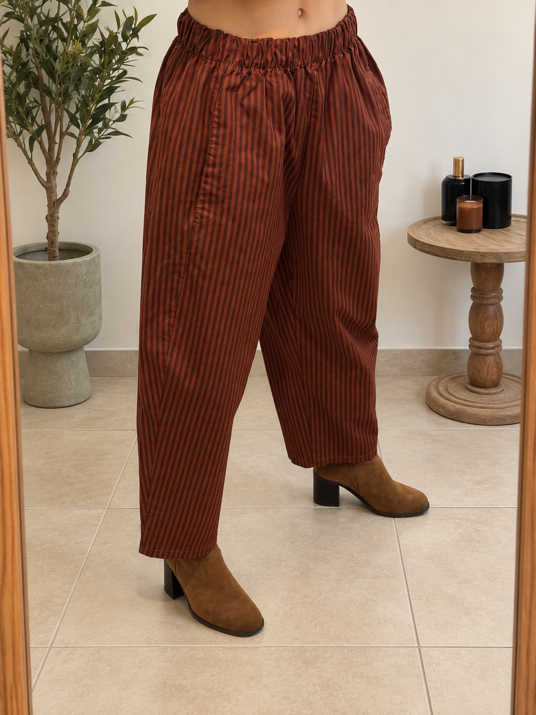 Pantalon Naïa – Terracotta à rayures
