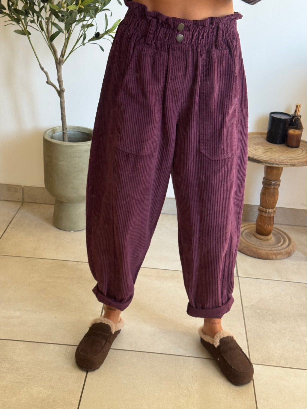 Pantalon Léo - prune velours