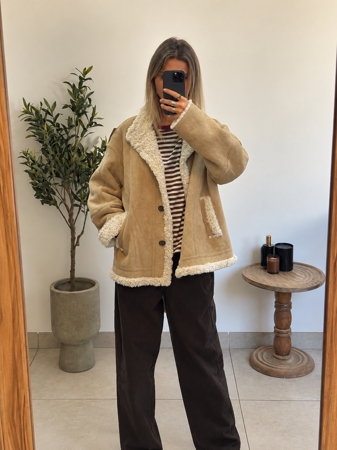 Veste Alba femme effet suédine à intérieur en fausse fourrure