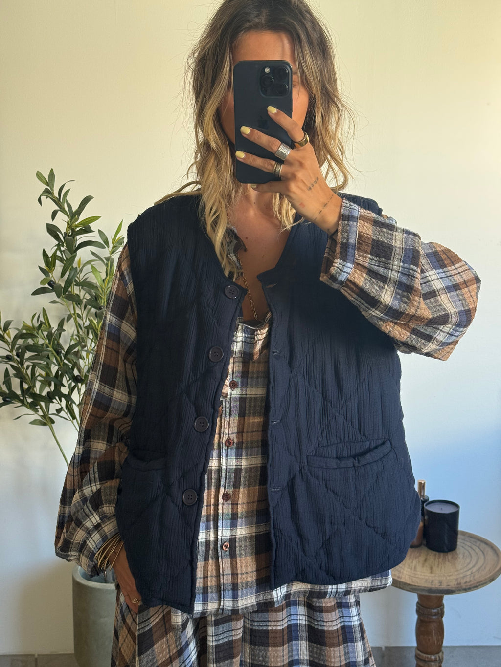 Veste Nina sans manches bleu marine