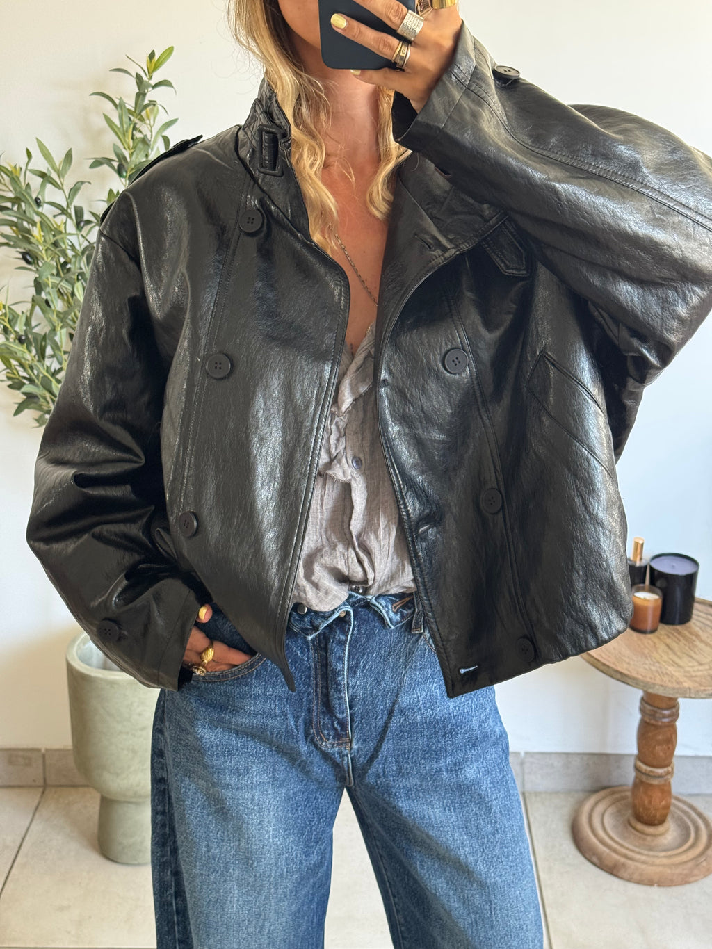 Blouson effet simili cuir