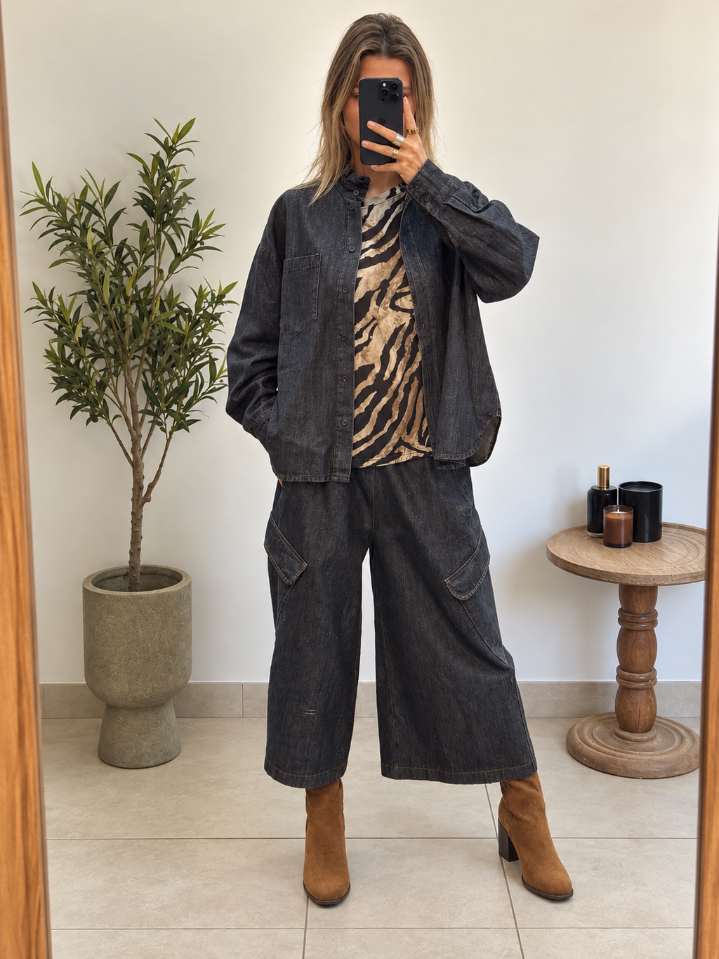 Jupe-culotte - Noir délavé