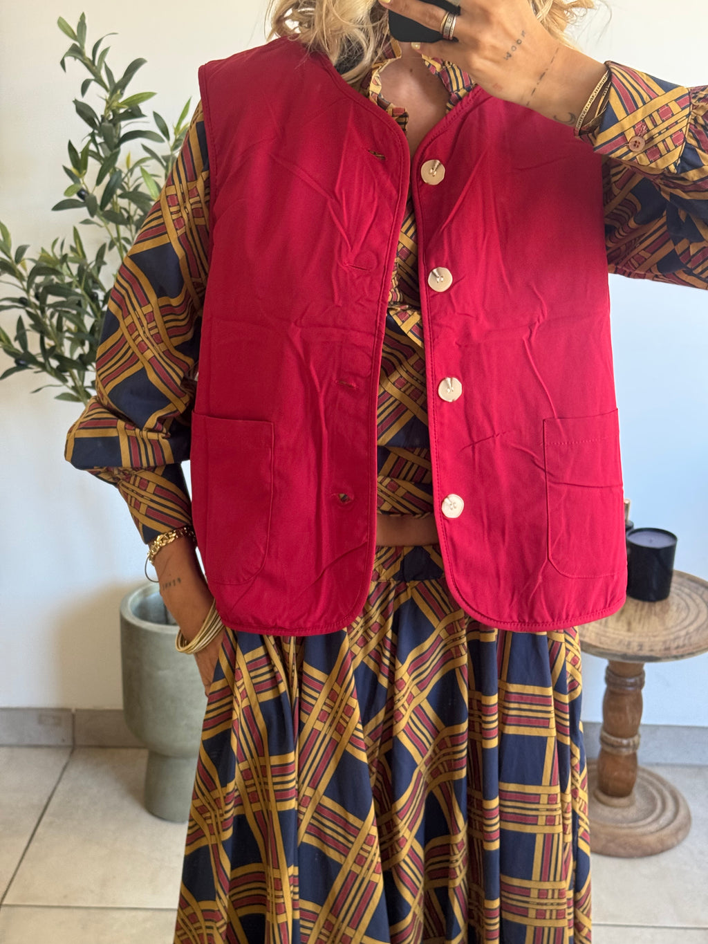 Veste Mila réversible sans manches rouge