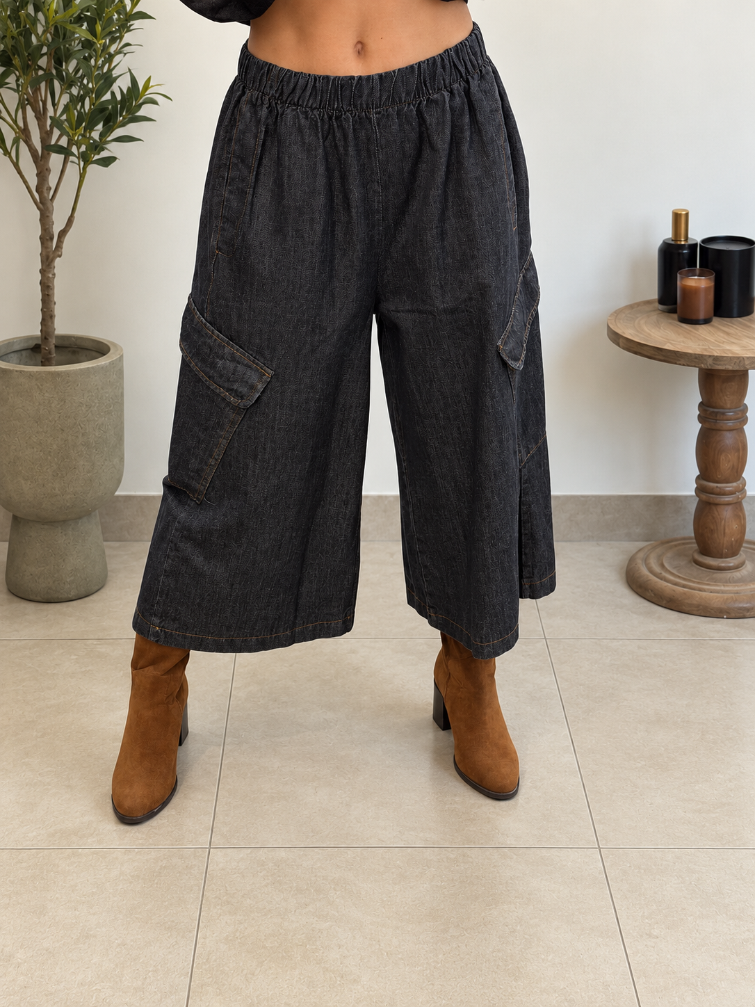 Jupe-culotte - Noir délavé