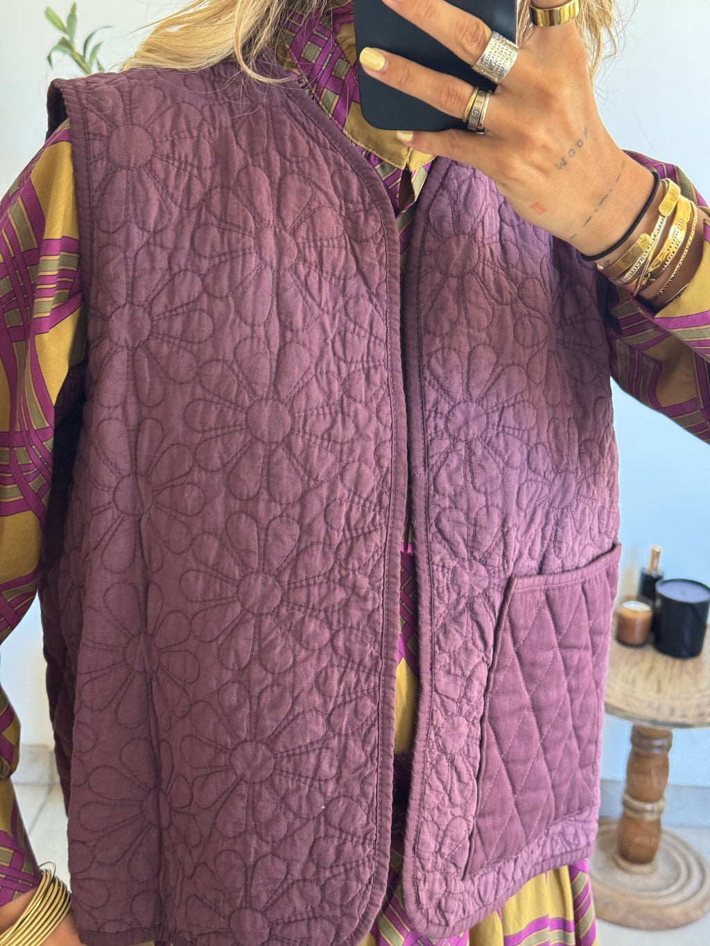 Veste Léonie sans manches matelassée prune