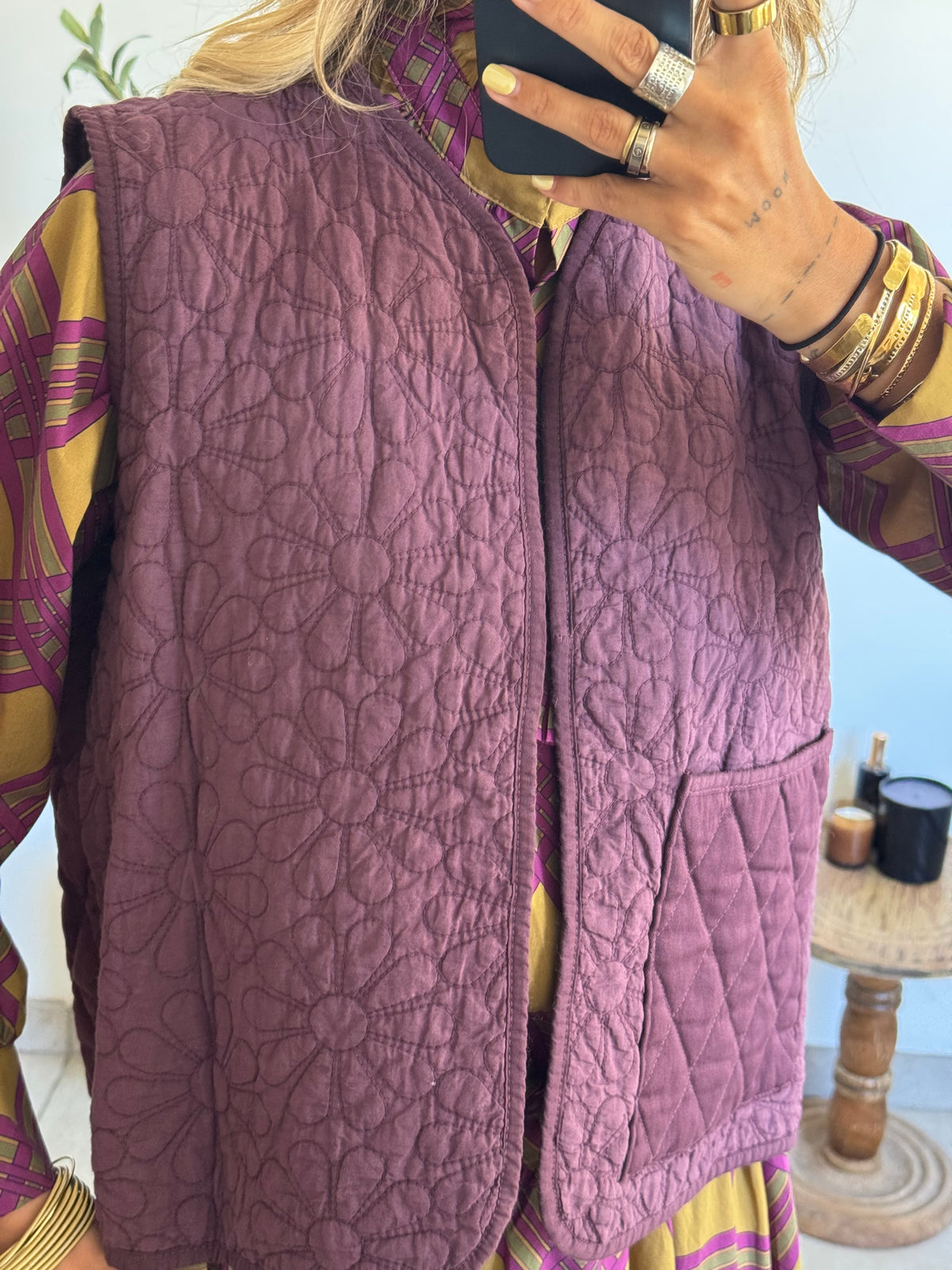 Veste Léonie sans manches matelassée prune