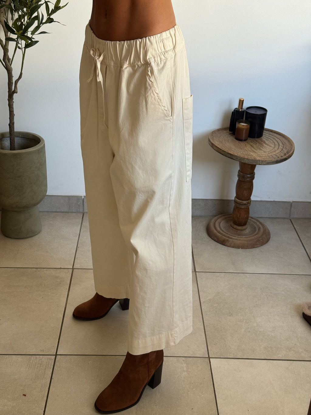 Pantalon large écru 7/8e