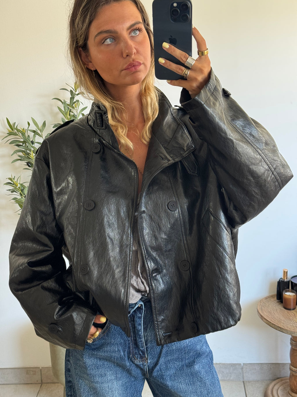 Blouson effet simili cuir