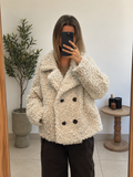 Veste Isaline écrue en matière bouclée effet mouton