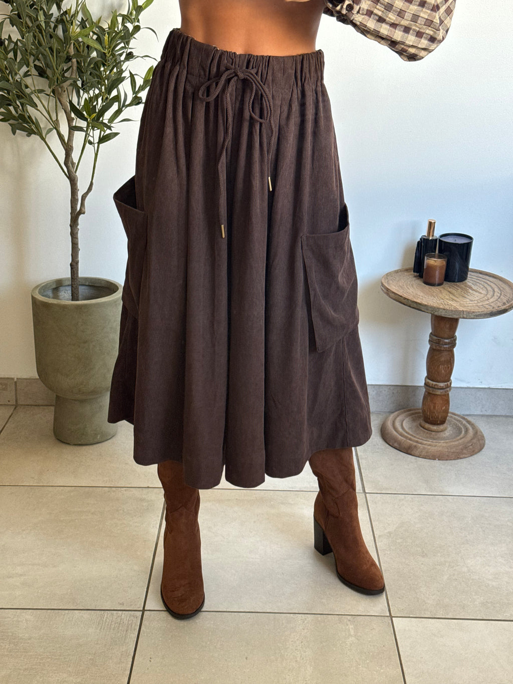 Pantacourt / jupe culotte effet velours