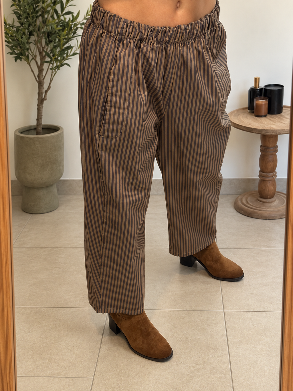 Pantalon Naïa – Marron à rayures