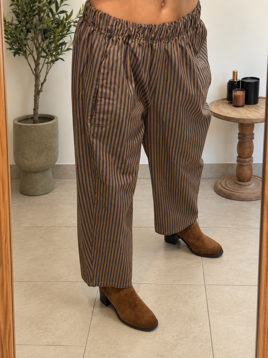 Pantalon Naïa – Marron à rayures