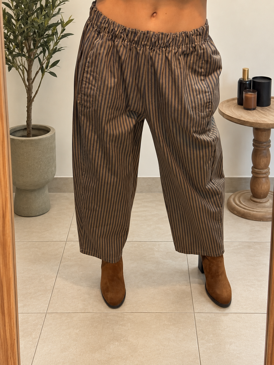Pantalon Naïa – Marron à rayures