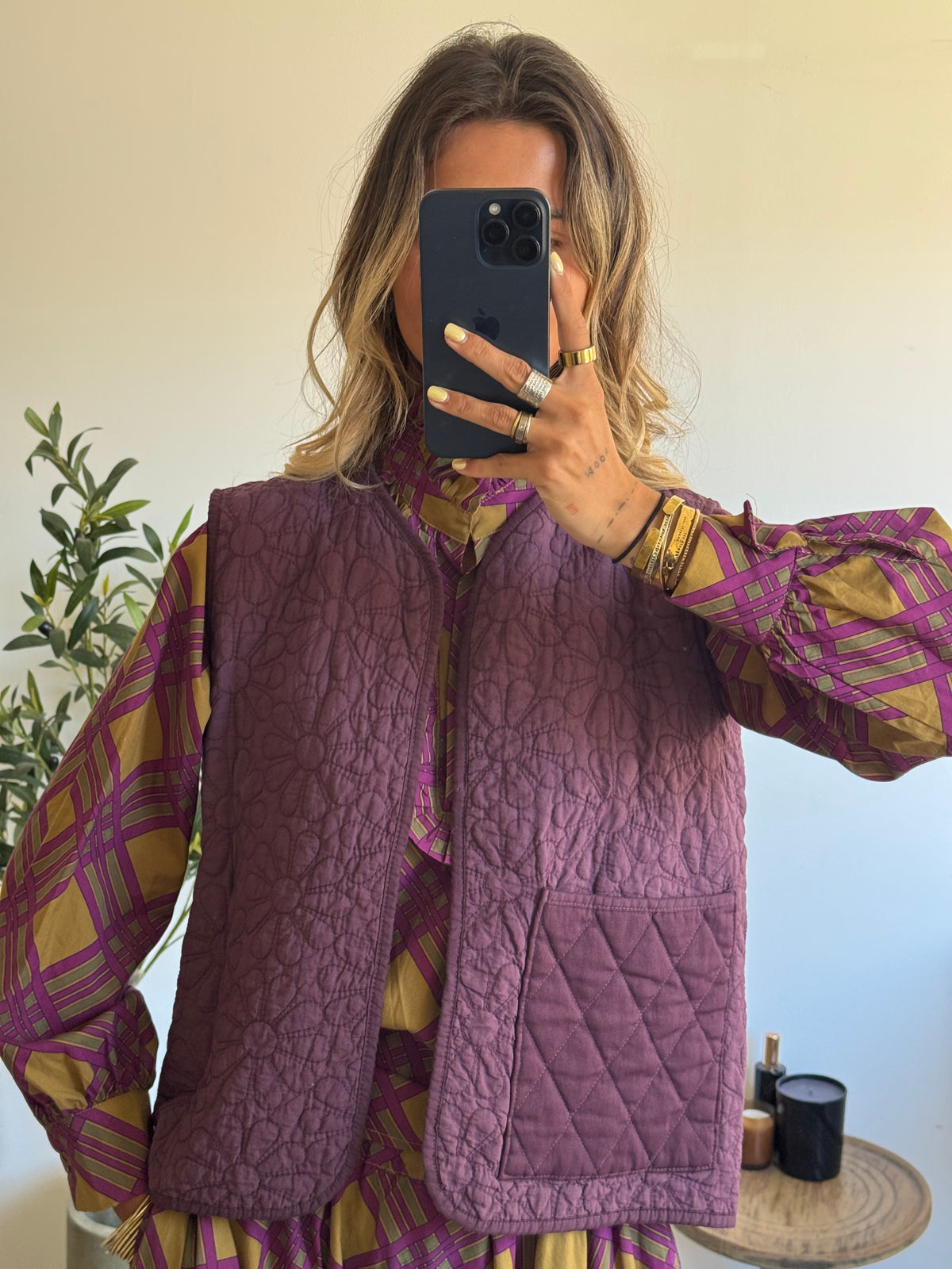 Veste Léonie sans manches matelassée prune