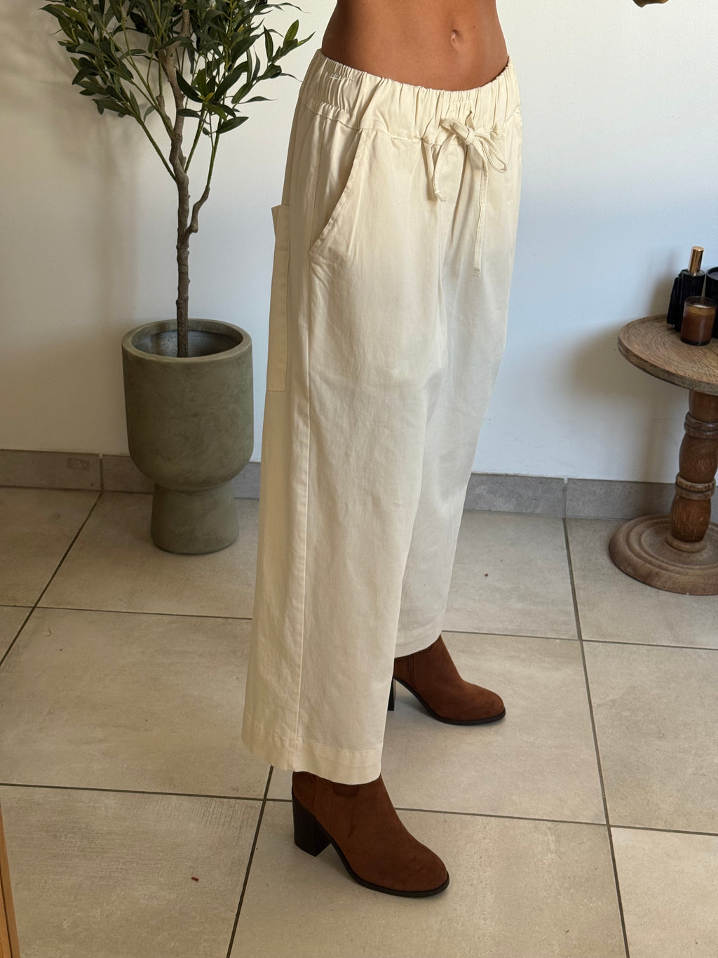 Pantalon large écru 7/8e
