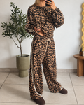 Pull Coline femme à imprimé léopard camel, marron et noir