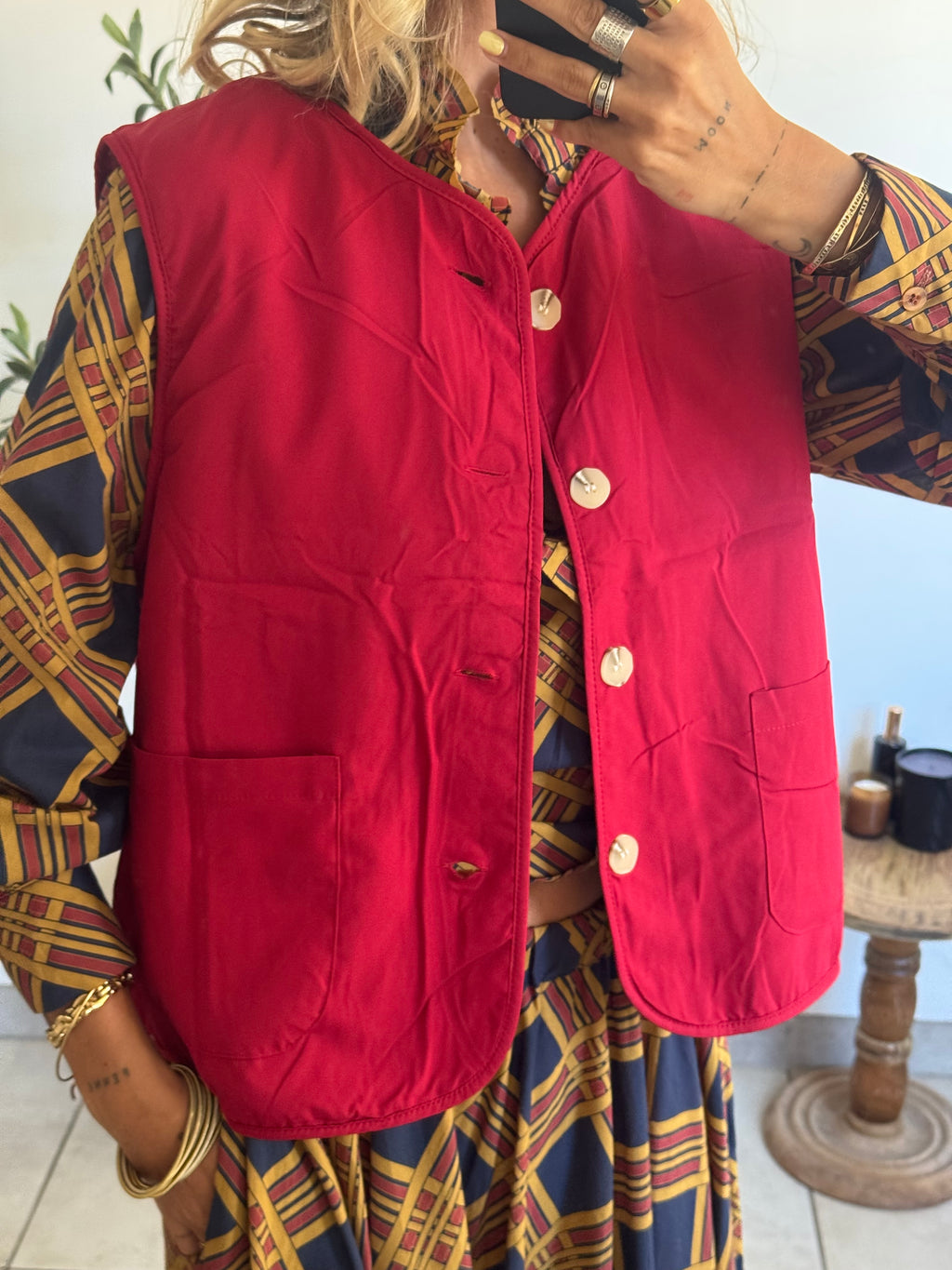 Veste Mila réversible sans manches rouge