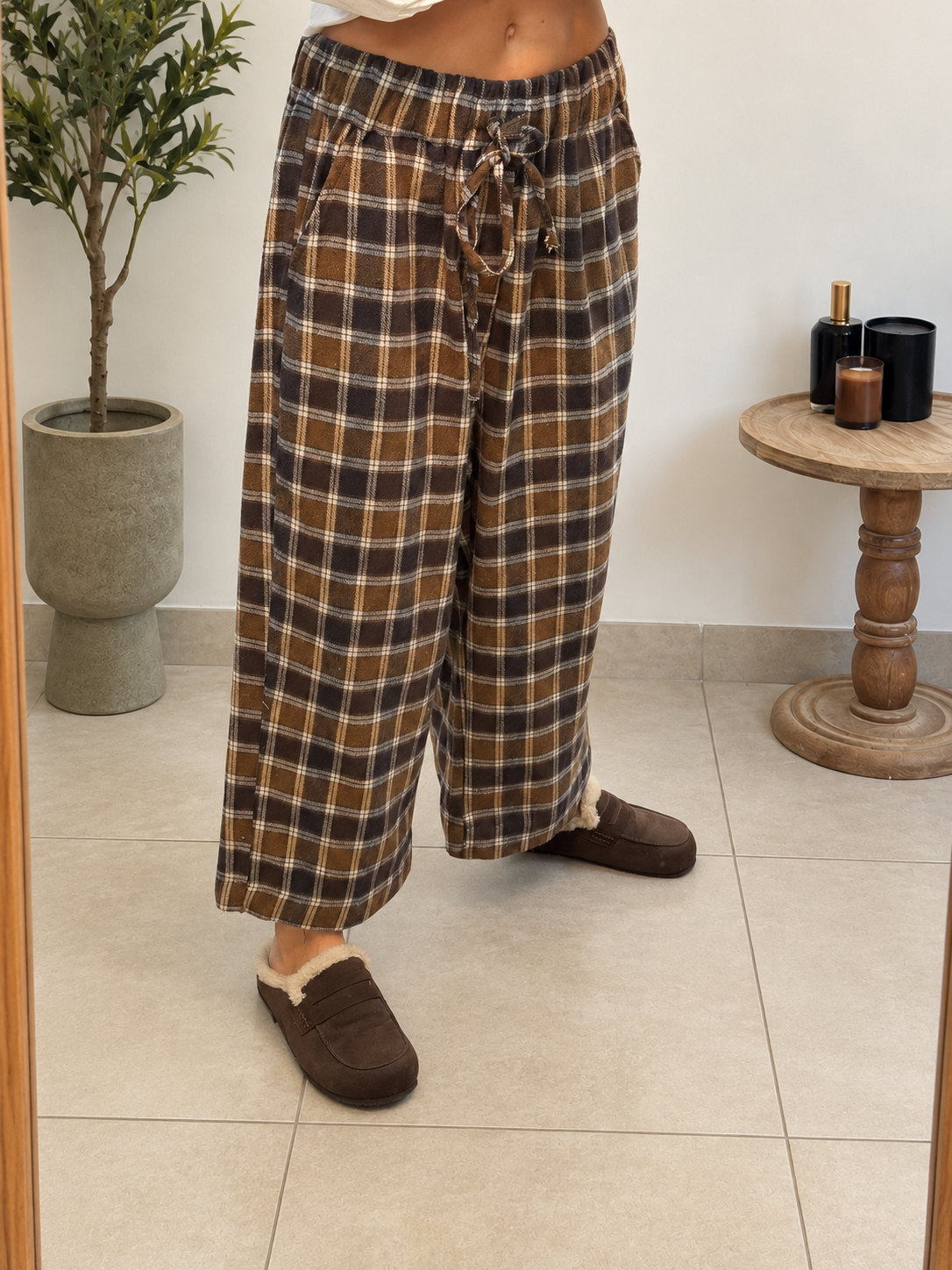 Pantalon Soléane – Carreaux marron