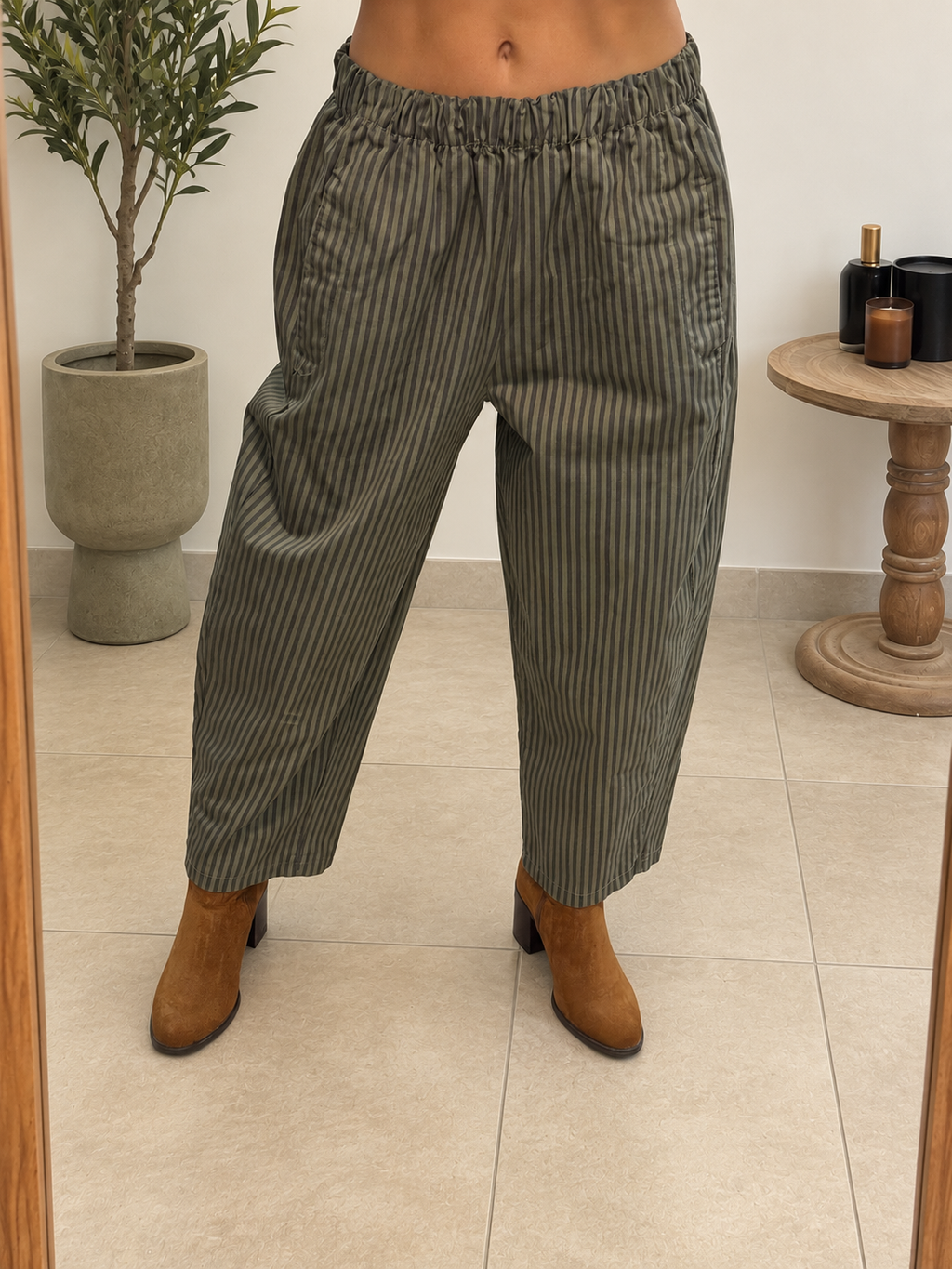 Pantalon Naïa – Kaki à rayures