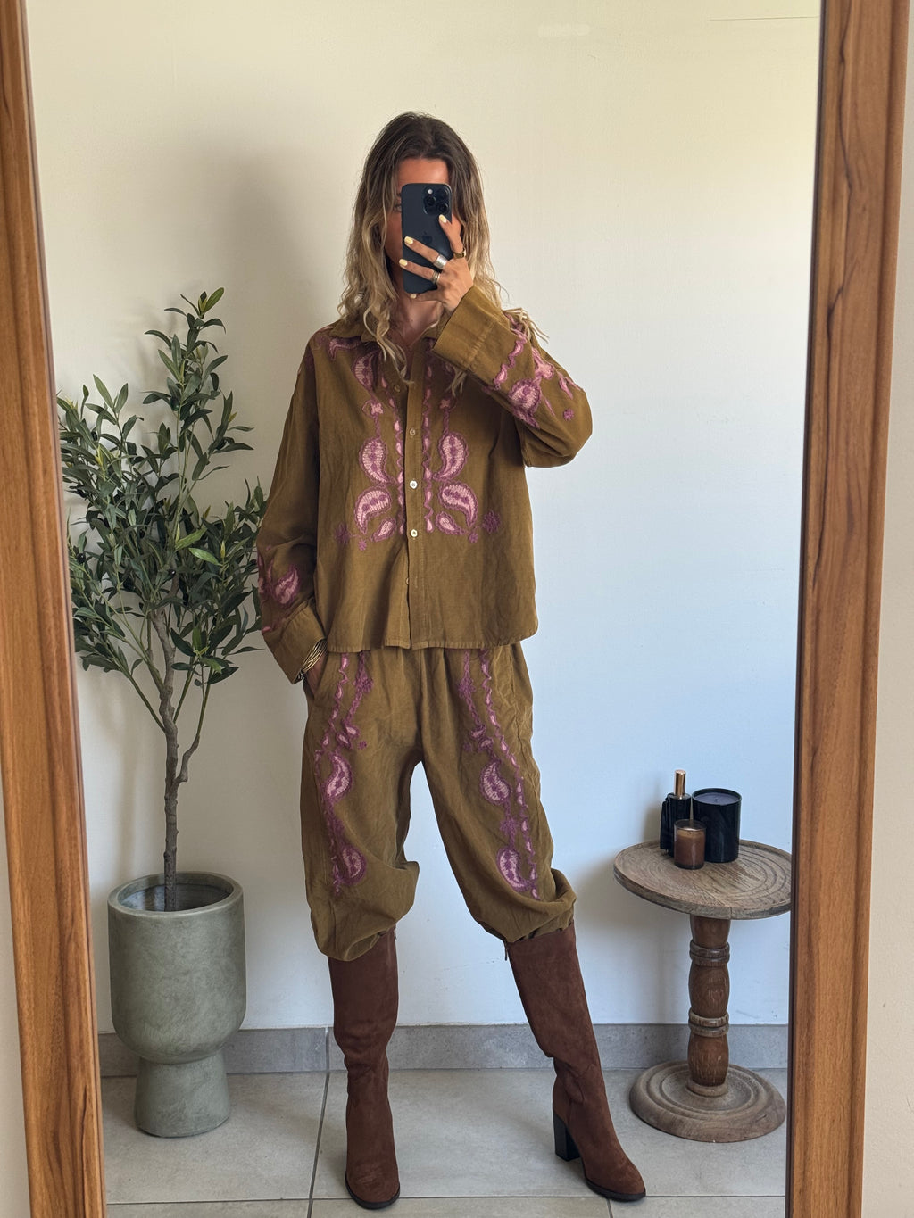 Pantalon camel palude effet velours