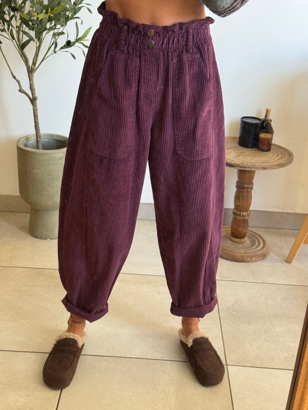 Pantalon Léo - prune velours