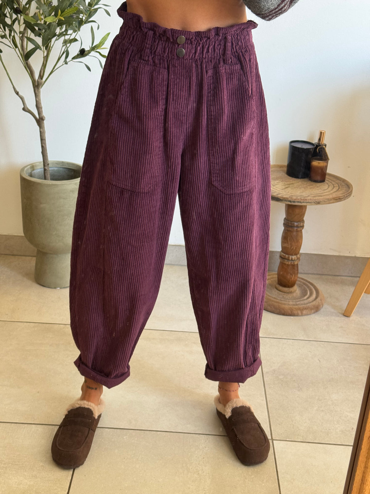 Pantalon Léo - prune velours