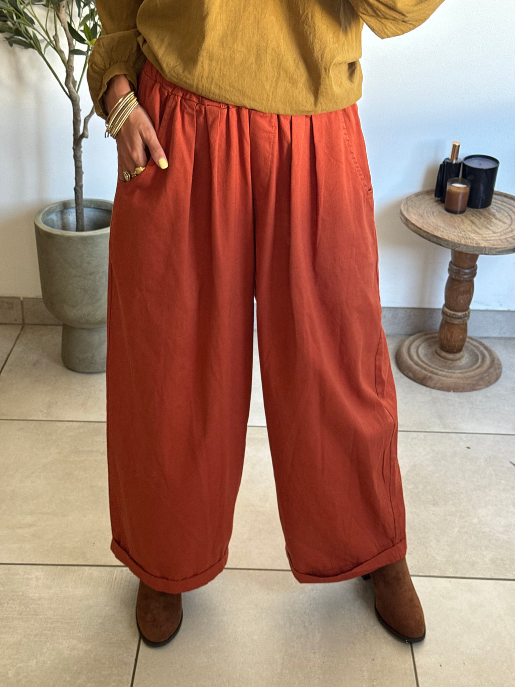 Pantalon Large Terracotta