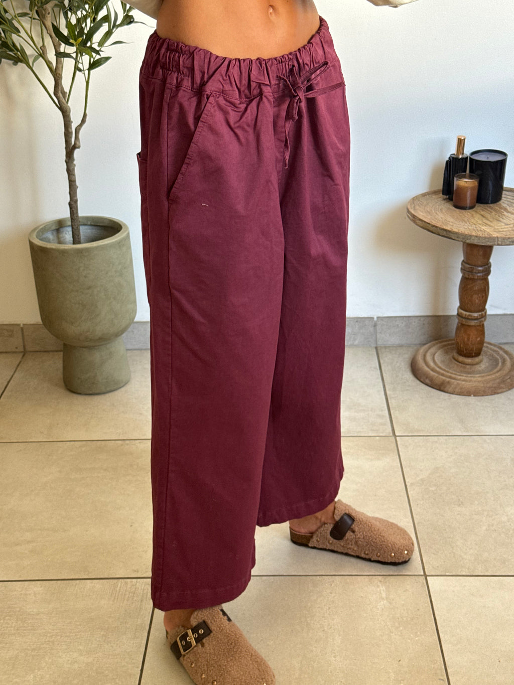 Pantalon large bordeaux