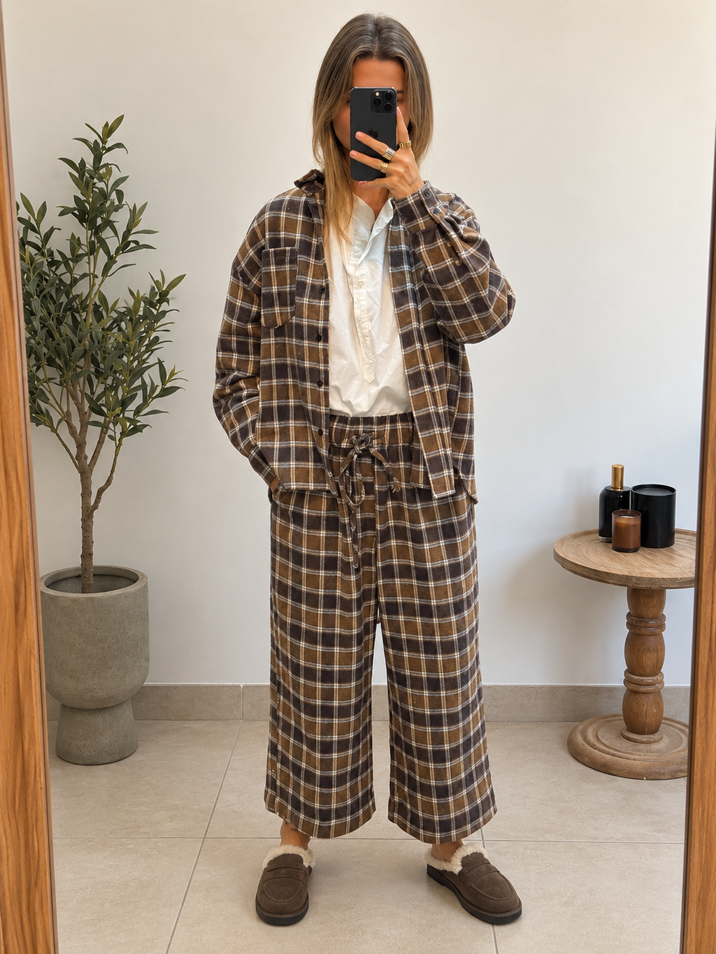 Pantalon Soléane – Carreaux marron