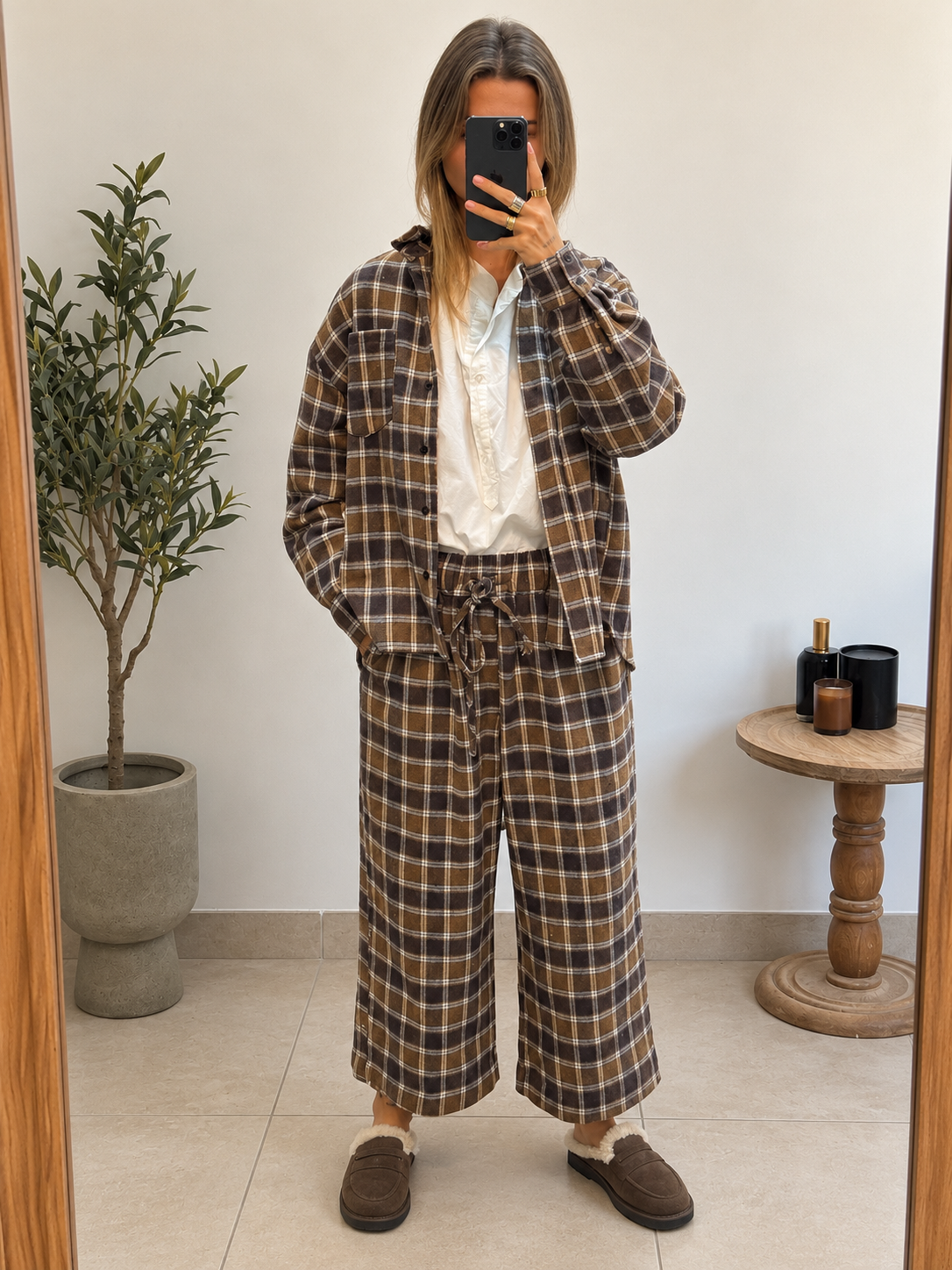 Pantalon Soléane – Carreaux marron