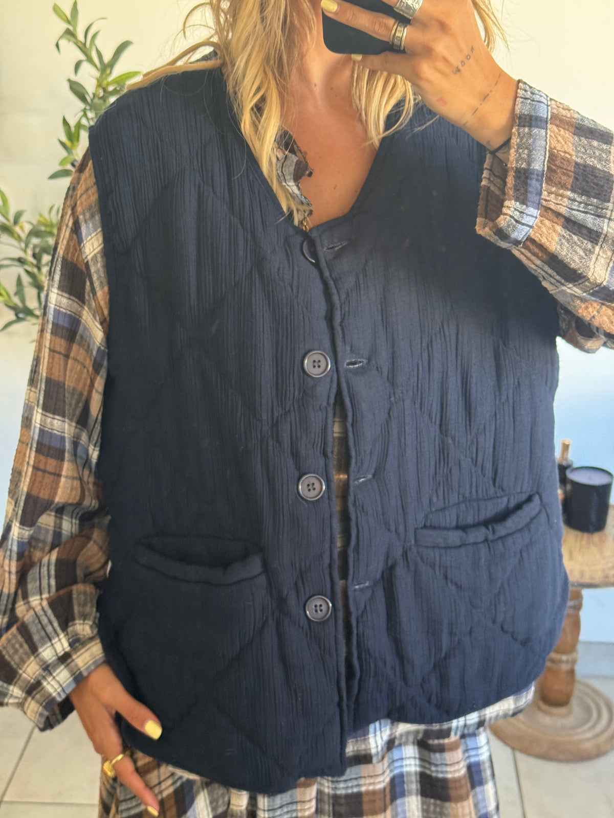 Veste Nina sans manches bleu marine