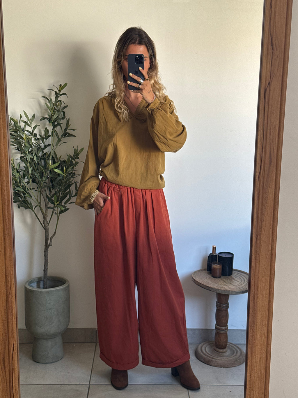 Pantalon Large Terracotta