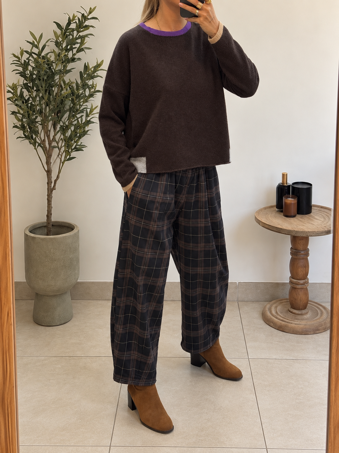Pantalon Naïa – Carreaux chocolat