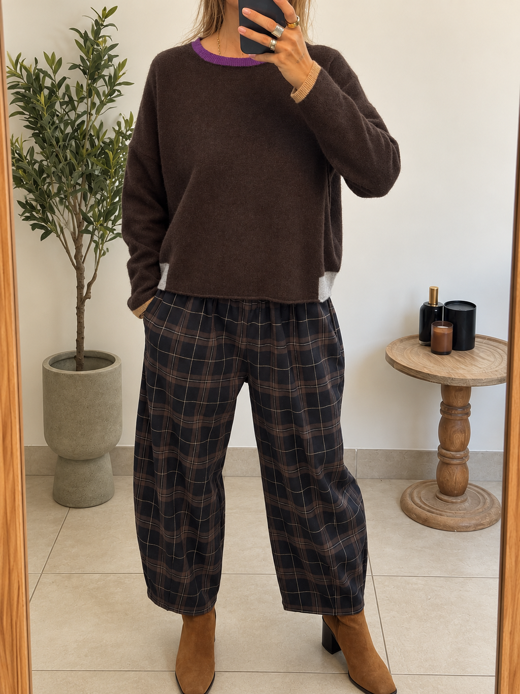 Pantalon Naïa – Carreaux chocolat