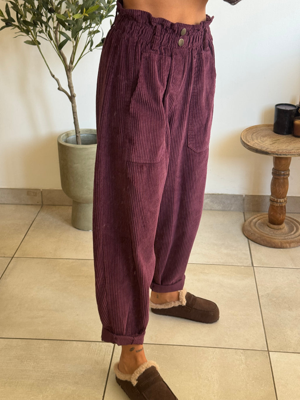 Pantalon Léo - prune velours