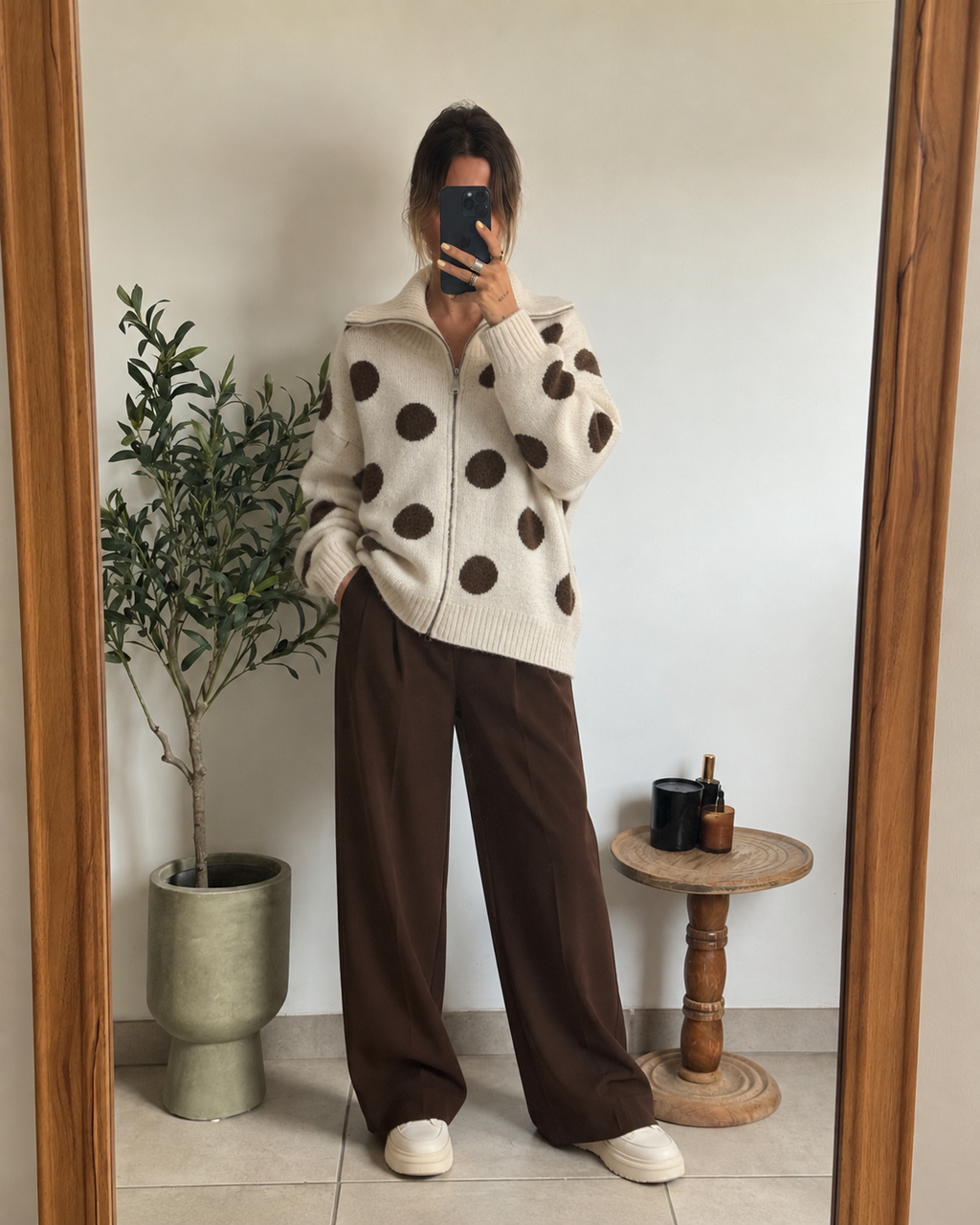 Pull zippé Clara – Écru