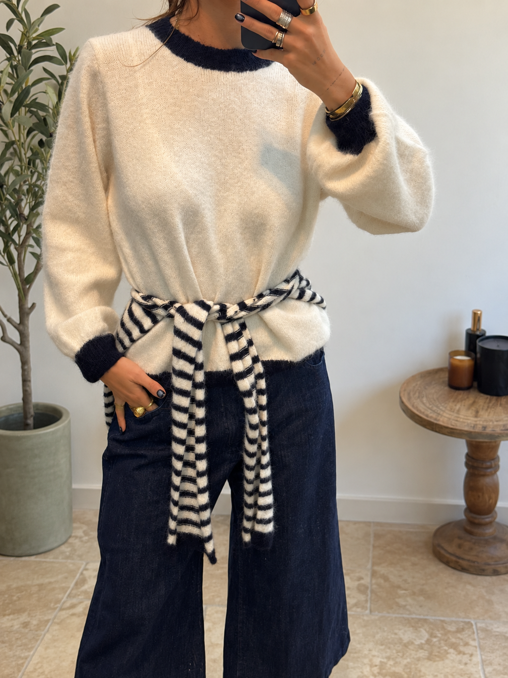 Pull Liora – Écru et marine