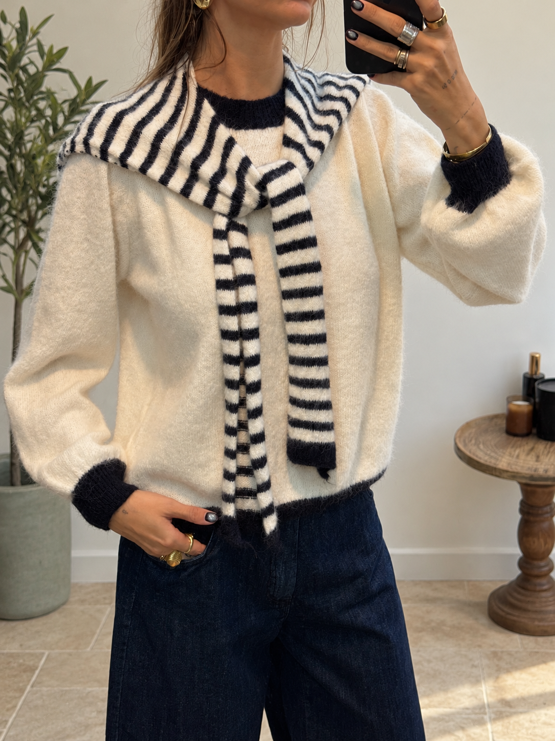 Pull Liora – Écru et marine