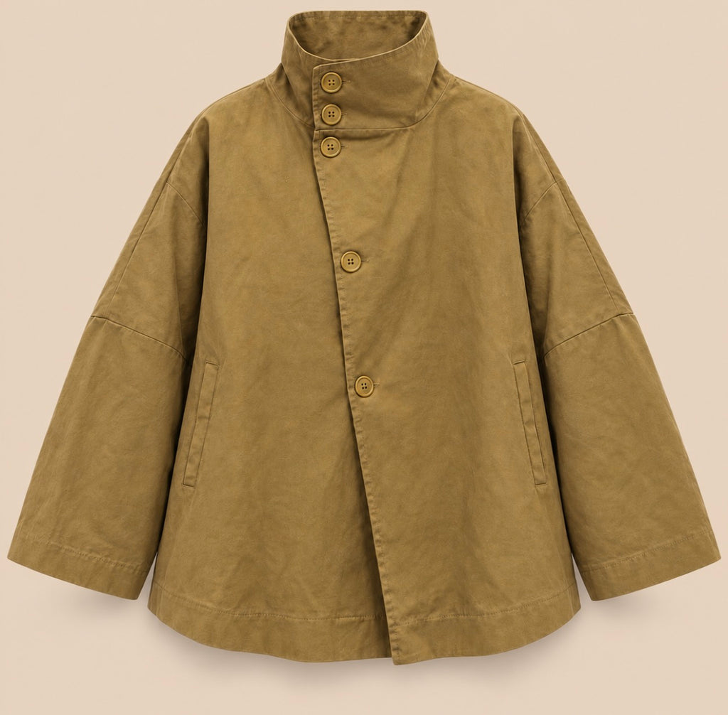 Trench oversize camel à col montant