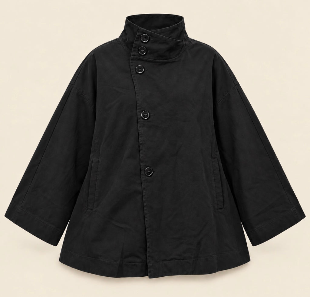 Trench noire oversize à col montant