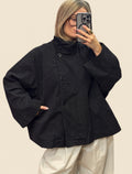 Trench noire oversize à col montant