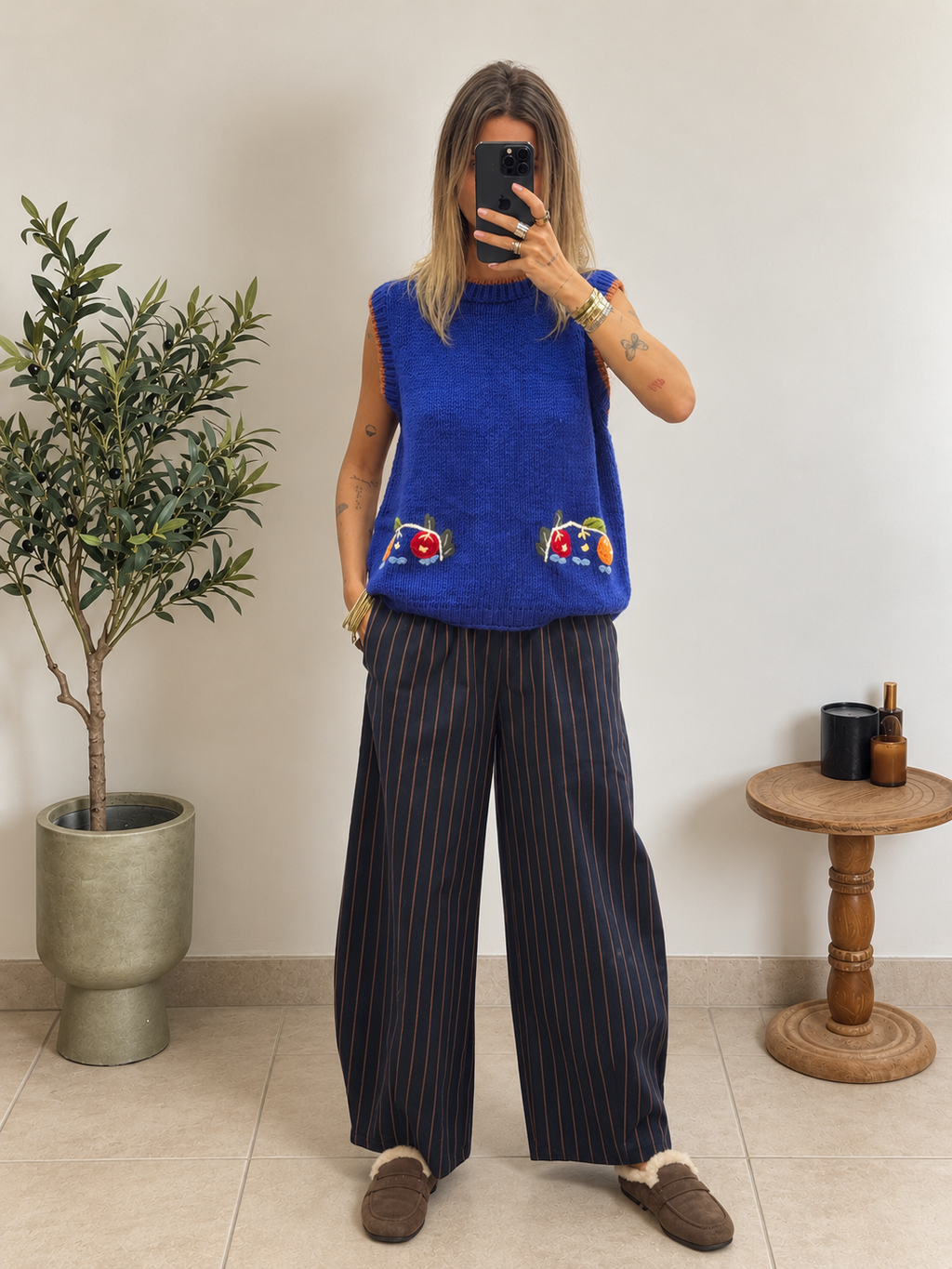Pull Noline bleu électrique en maille épaisse et coupe ample