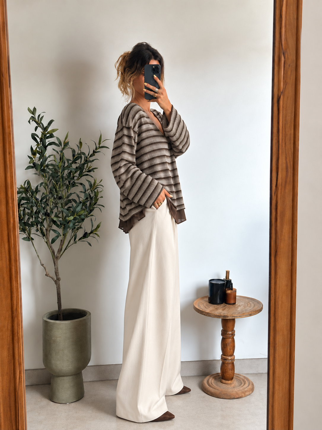 Haut Maëline – Rayé taupe et marron
