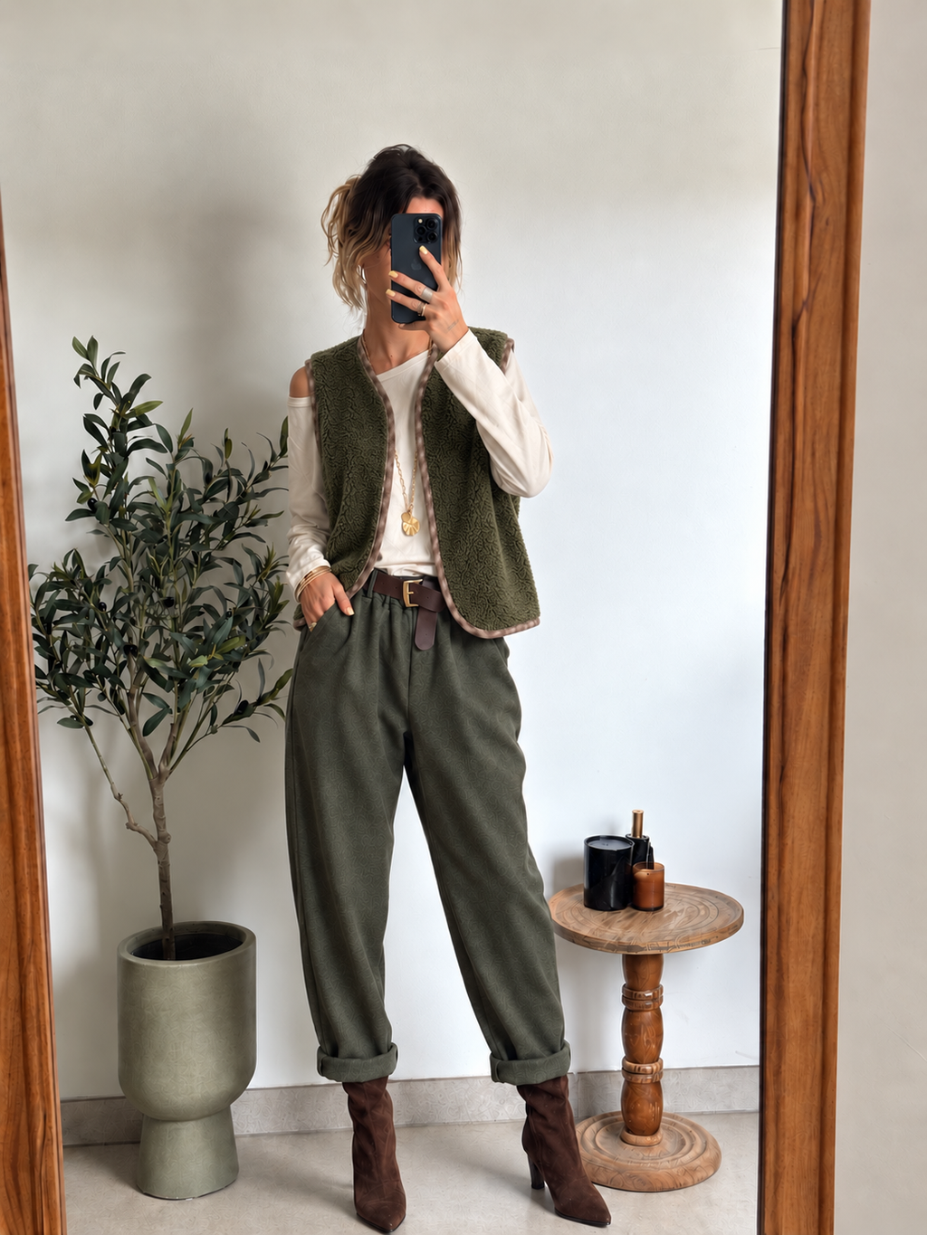 Veste sans manches réversible Maëline – Kaki