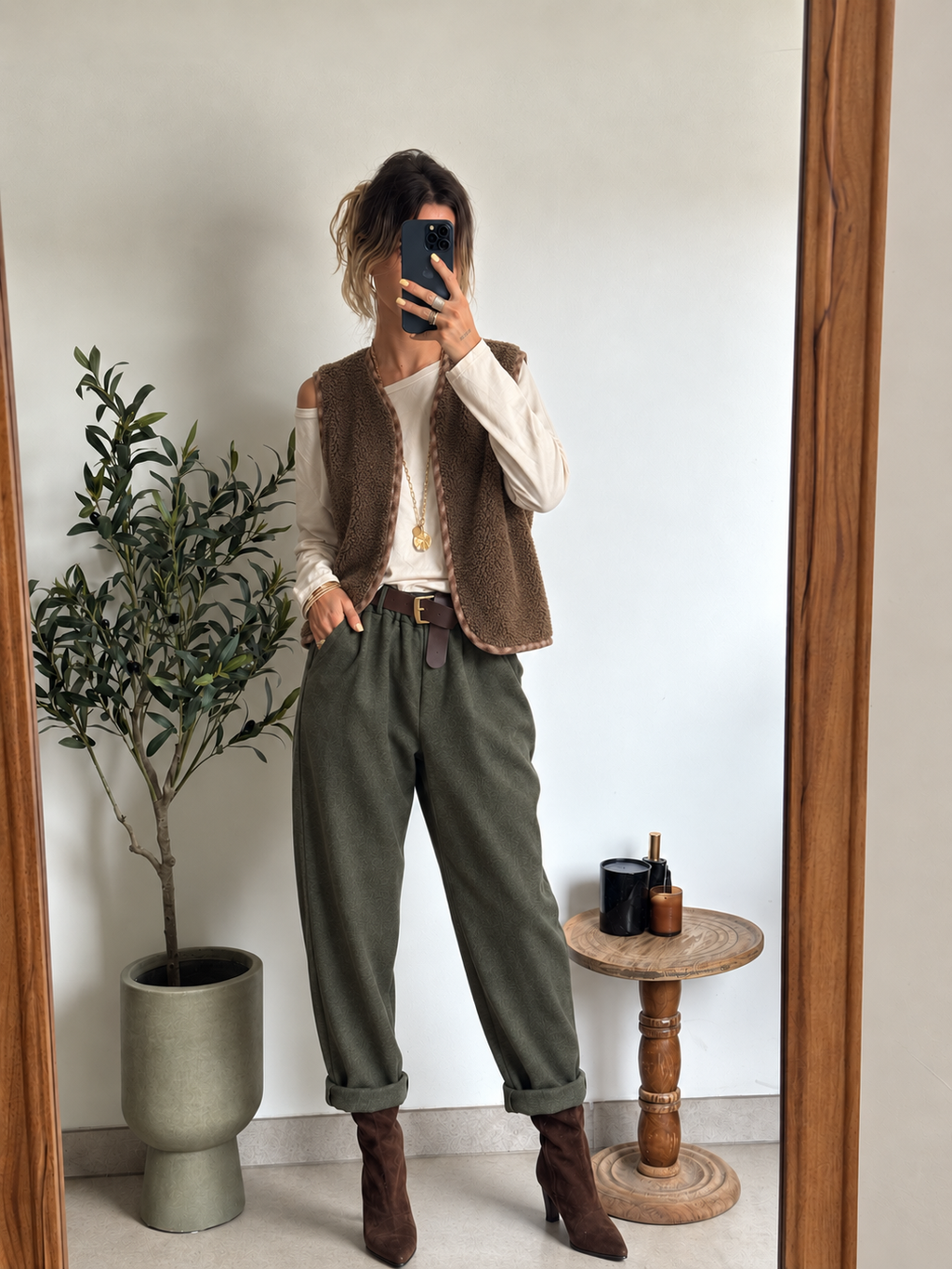 Veste sans manches réversible Maëline – Camel